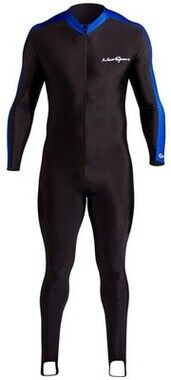 NEOSPORT ADULT FULL BODY LONG SLEEVE LYCRA SPORTS SUIT, BLACK/BLUE, LARGE